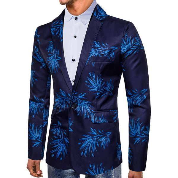 

leaves print men suit jacket casual blazer man slim fit terno masculino mens suit autumn winter d91004, White;black