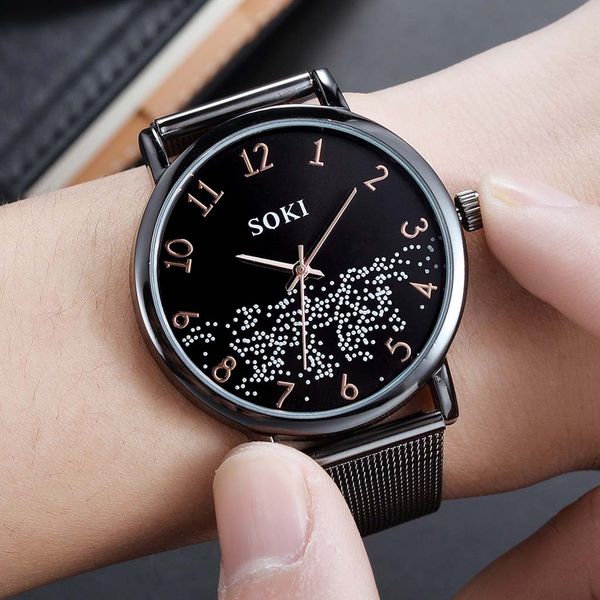 

men watch fashion unobtrusive business simple personality digital dial net belt erkek saati montre homme 2019 luxe de marque, Slivery;brown