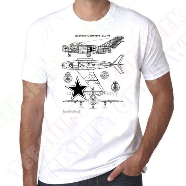 

men's t-shirts mens t shirts fashion 2021 mikoyan-gurevich mig-15 russioan soviet jet fighter 100% cotton shirt, White;black