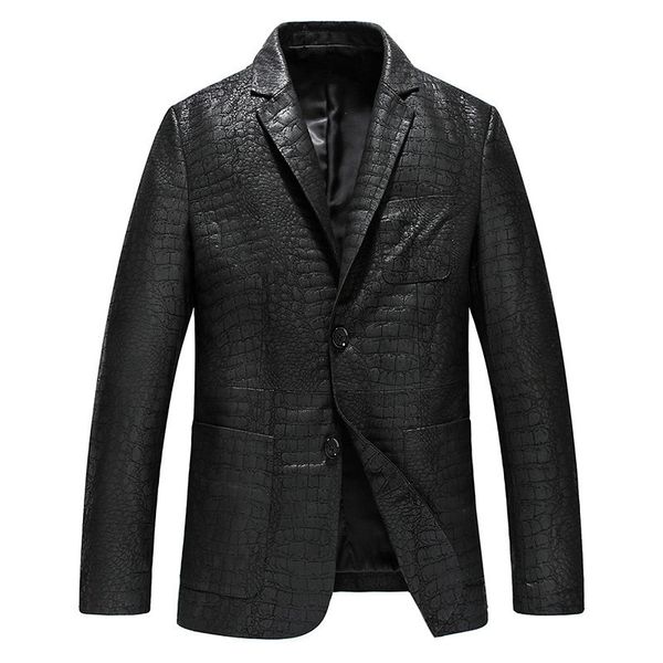 

british luxury mens из натуральной кожи blazer куртки две кнопки нагрудного воротника делового человека рабочего костюма coat slim fit верхн, Black