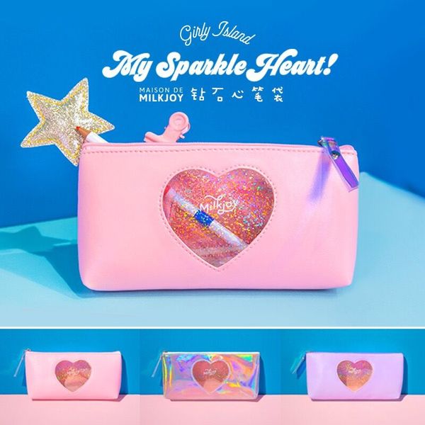 

bentoy girl wallet cosmetic makeup bag card holder student pencil bag cute japan pen case bd gift school supplies, Red;black