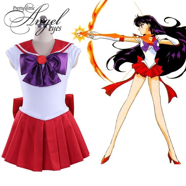

anime sailor moon hino rei red fighting uniform cosplay halloween party costume dress custom made, Black