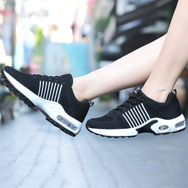 

xiniu fashion women casual shoes quality suede casual flying weave shoes sneakers air cushion trainers chaussure femme #0617, Black