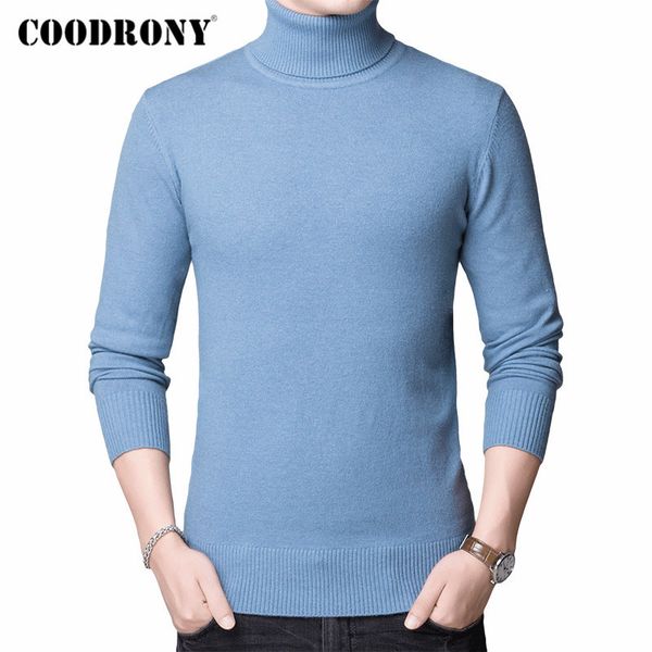 

coodrony brand sweater men autumn winter thick warm turtleneck pull homme pure color knitwear cashmere wool pullover men 91115, White;black