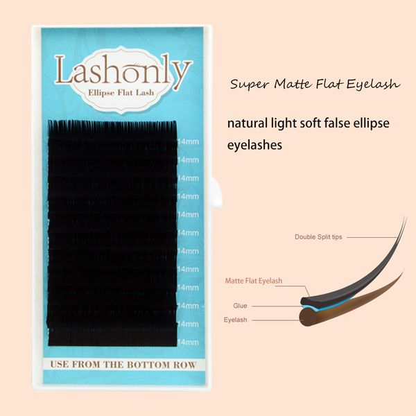 

lashonly matte flat eyelash extension individual eye lash for flat ellipse lashes with split tips soft silk eye lashes