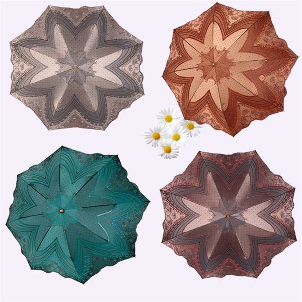 

light women windproof outdoor ultraviolet proof rain fold umbrellas female portable sunshade umbrellas with gift box