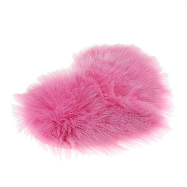 

pink soft artificial fur area rug fluffy plush floor mat for bedside sofa cover seat pad, heart shaped