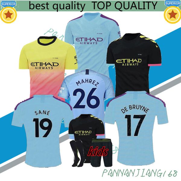 

19 20 soccer jersey city 2019 2020 G. JESUS MAHREZ DE BRUYNE KUN AGUERO football shirt MENDY MAN uniforms away manchester men + kids kit