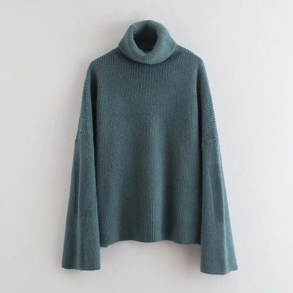 

new women curled high neck long sleeve sweater 2020 ladies fashion sweet coats beautiful coat multi color optional female, White;black