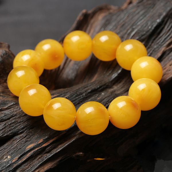 

natural polish old beeswax beads bracelet baltic seayellow men women amber bracelet wax raw stone bracelets with certificate, Golden;silver