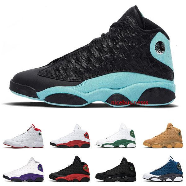

new 13s men basketball shoes high island green black cat bred chicago hyper royal wheat jumpman 13 mens athletic sports sneakers
