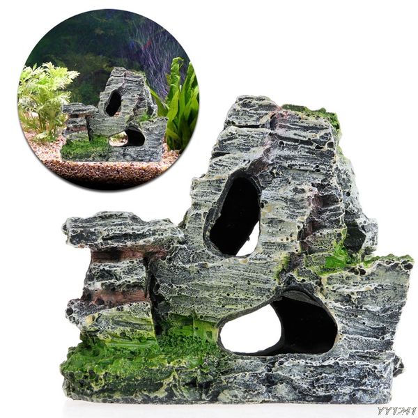 

mountain view aquarium rock cave tree bridge fish tank ornament rockery decor