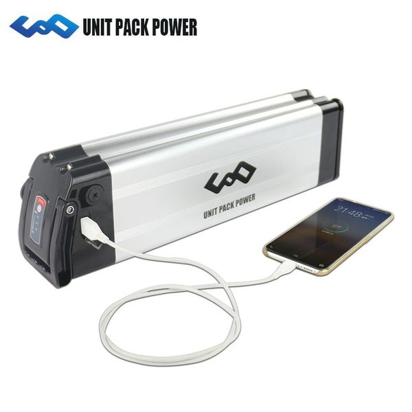 

48 v 12ah estilo pez plateado con puerto usb baterÃ­a de iones de litio 48 v baterÃ­a ebike para 750 w 500 w bafang bbs02