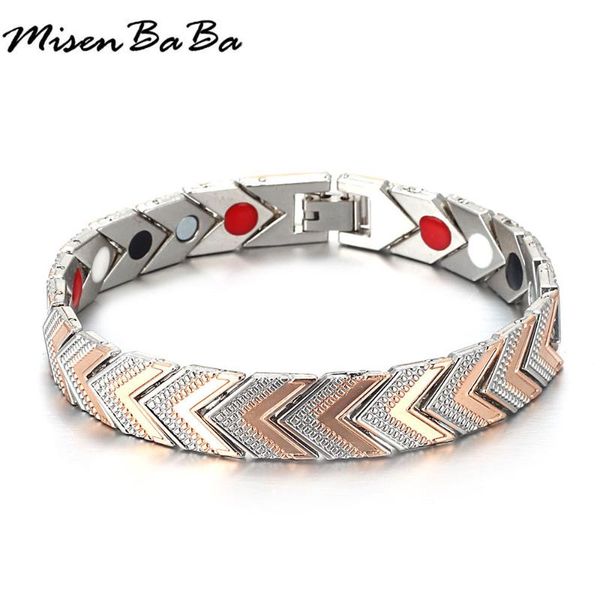 

rose gold black color copper chains link power bracelets energy balance health bio s germanium magnetic for men women