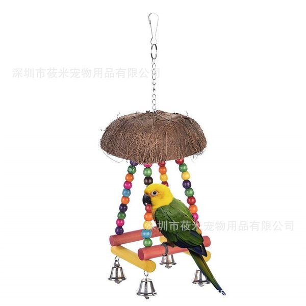 

parrot toys natural coconut shell coconut shell the bird's nest parrot swing standing bar to climb ladder climb the ladder