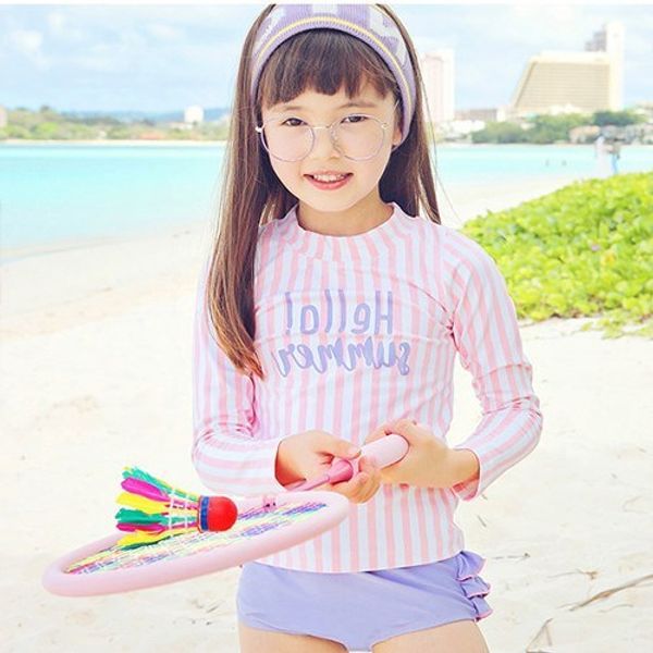 

children's swimsuit kids girls 2019 child swimwear girl female bikini rash guard baby guards children split cute long sleeve