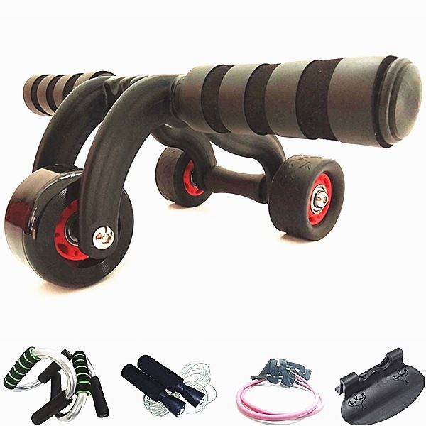 

power roller mute three-wheel abdominal wheel men and women abdomen trainer bearing belly control household sports fitness equip