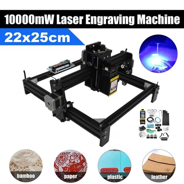 

22*25cm mini 10w metal blue cnc laser engraving machine 2 axis diy engraver deskwood router/cutter/printer+ laser 10000mw