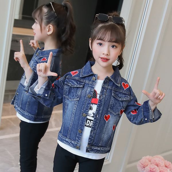 

girls jeans jackets cool jacket for girl 6 10 12 years kids trench coats teen windbreaker clothing children's outerwear, Blue;gray