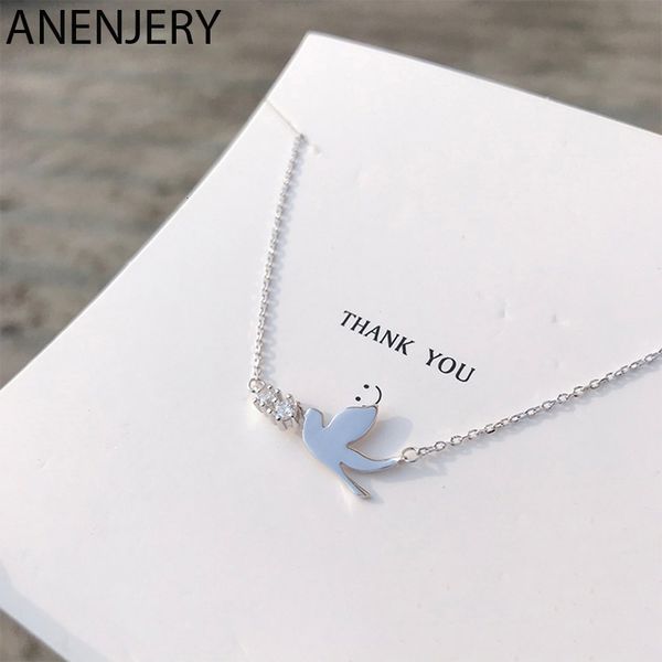 

minimalist 925 sterling silver swallow necklaces for women zircon choker collares