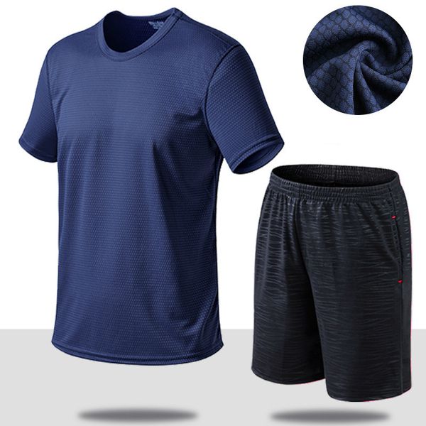 

honeycomb ventilation technology sports home men's mesh short sleeve short pants suit ice silk t-shirt loose fitness sportswear, White;black