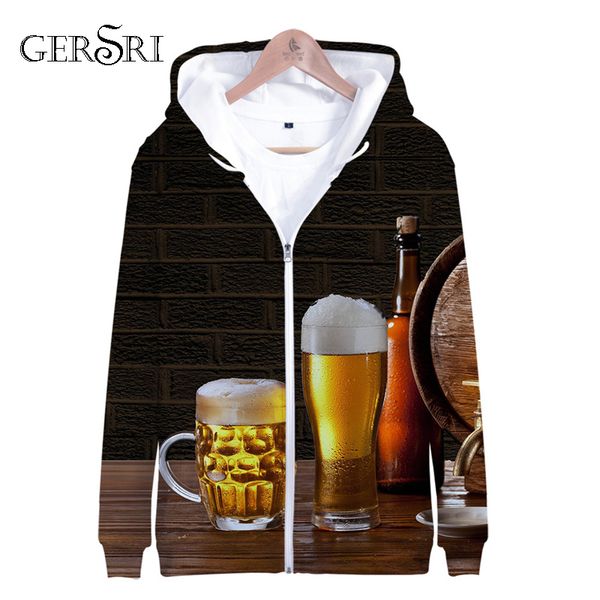 

gersri hoodies fresh cool beer men's hooded autumn winter loose zip hoody hipster spring autumn casual plus size, Black