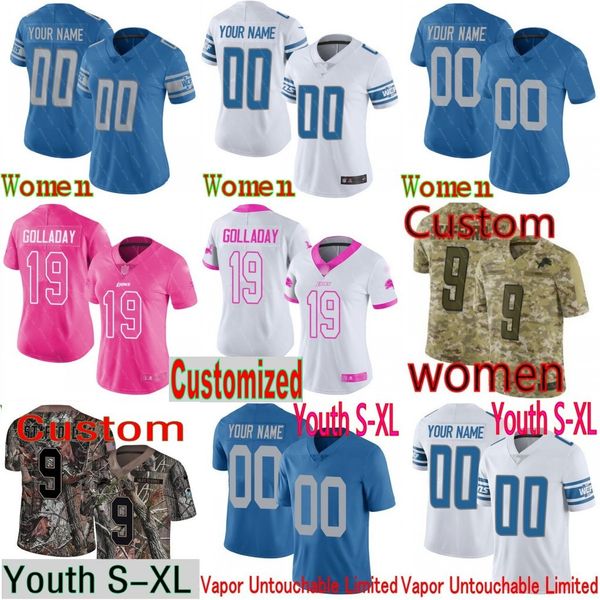 

lion youth women detroit matthew stafford barry sanders darius slay jr t.j. hockenson johnson herman moore matt prater jersey, Black;red
