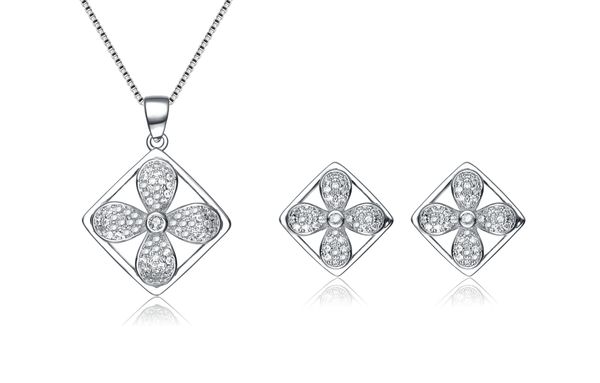 

High Quality Crystals Cluster Big CZ Teardrop Hoop Earrings Pendant Necklace Fashion Womens Jewelry Sets for Party Wedding