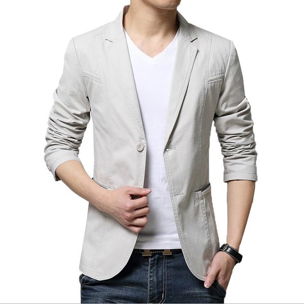 

men's casual suit jacket solid color single breasted khaki men's slim urban casual blazer work suits coat, White;black