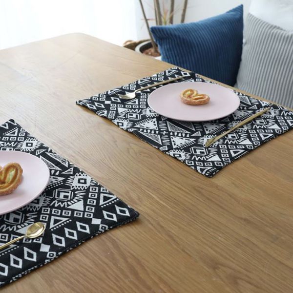 

новый обеденный стол placemats хлопок белье черный знак placemat губки кухонные коврик колодки каминные индивидуальные pad кухонные принадле