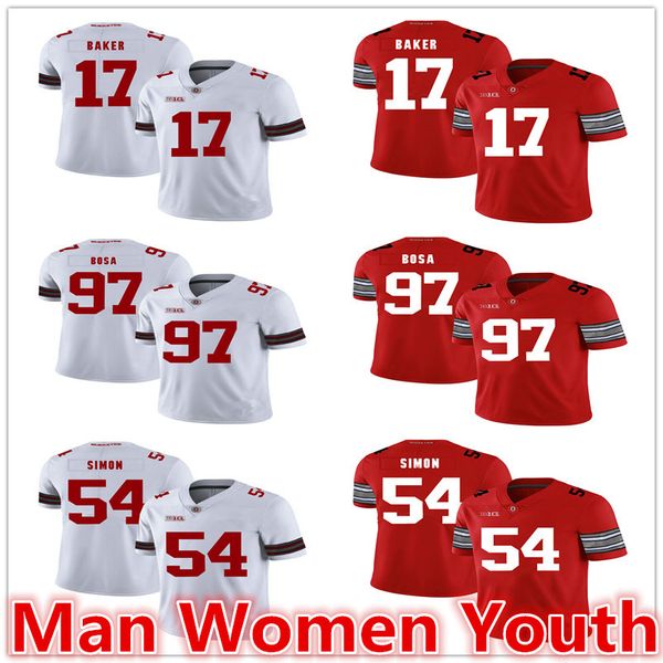 

настроить ncaa штат огайо buckeyes футбольные майки jerome baker 17 joey bosa 97 john simon 54 джерси любое имя номер s-5xl, Black