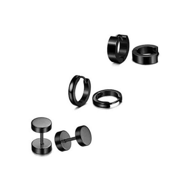 

6 pair/set round pendant earring set stainless steel ear stud earrings, Golden;silver