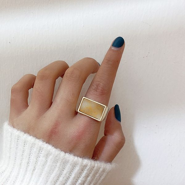 

retro niche square marble ring ring ring frosty wind, Silver