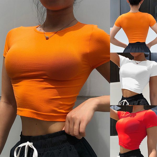 

yoga shirts short sleeve workout for women cropped nepoagym female quick dry fit running sports fitness wear t-shirt, White;red