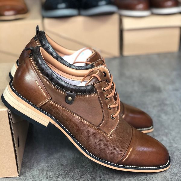 Mens bezerro vestido sapatos sapatos Estilo Designer de Moda Vintage brogues calçados Shoes Gentil casamento Patry com Box Top Quality US7-13