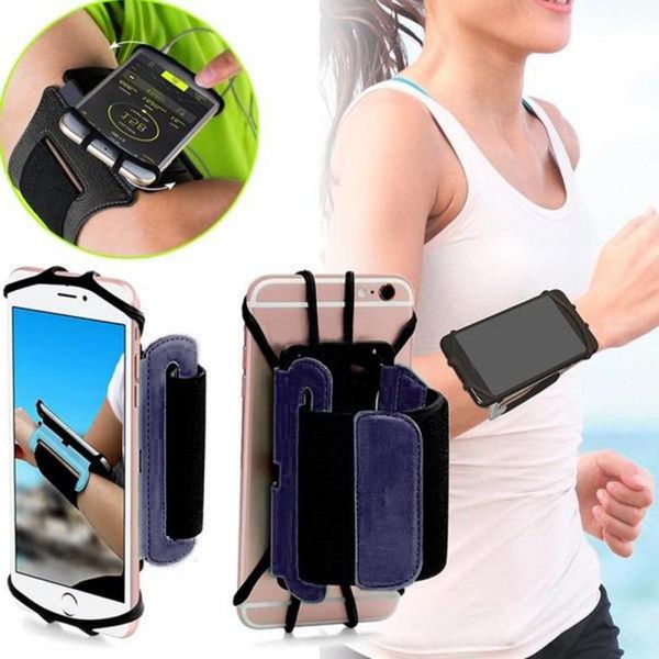 

elbow & knee pads 180Â° rotating running armband phone holder wrist band bag case cover waterproof sports outdoor mobile accessories, Black;gray