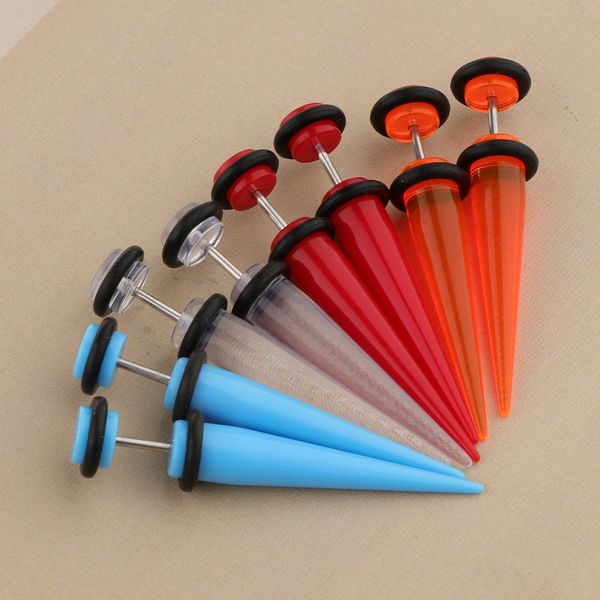 

8pcs 18g fake cheater ear taper stretcher plugs stretching tunnels jewelry, Slivery;golden
