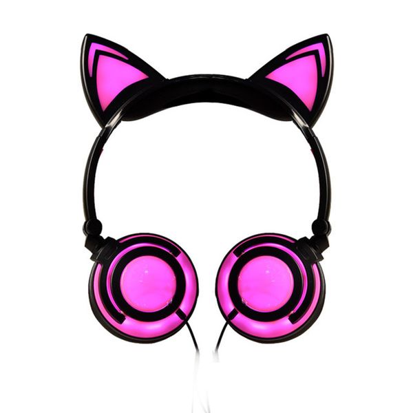 Orelha qualidade Crianças Night Club Cosplay Cat dobrável Crianças headset Gaming LED Headphone Fones de ouvido para PC computador portátil + MIC USZ167