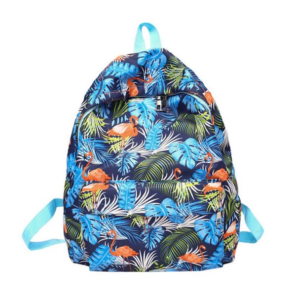 

fashion cartoon flamingo leaves printing backpack teenagers preppy book schoolbag girls summer travel bag mochila rucksack