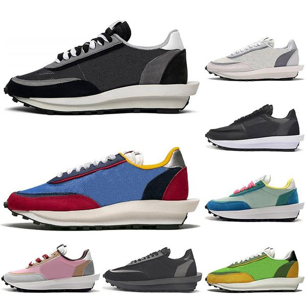

with socks sacai x ldv waffle triple black men women running shoes white grey pine green gusto varsity blue mens trainer sport sneaker, White;red