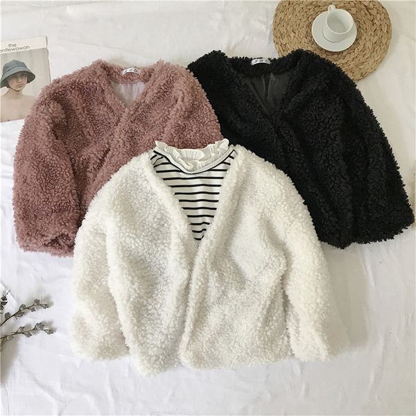 

winter women faux fur coat solid color long sleeve fluffy outerwear short jacket hairy warm overcoat fluffy fur jackets#j30, Black