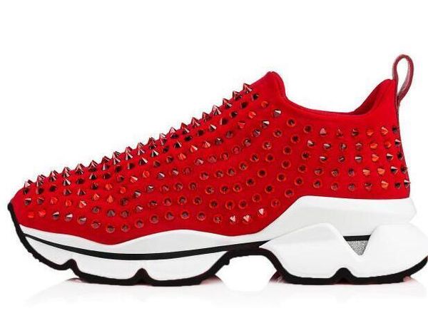 

donna flat casual shoes krystal sock trainers luxury red bottom sneakers neoprene men rivet sneaker 0, Black