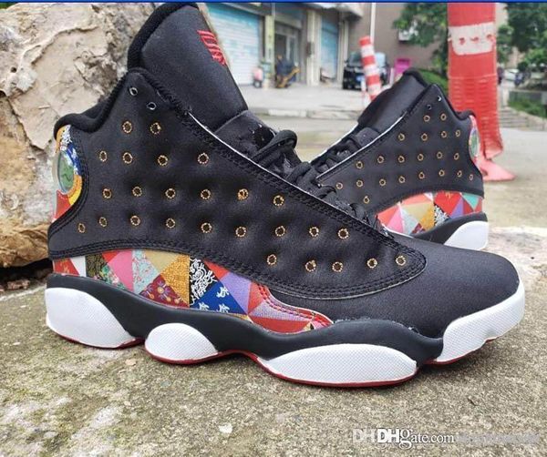 

new 13 cny chinese new year men basketball shoes black true red white traditional chinese patchwork quilted pattern 13s mens sneakers, White;red
