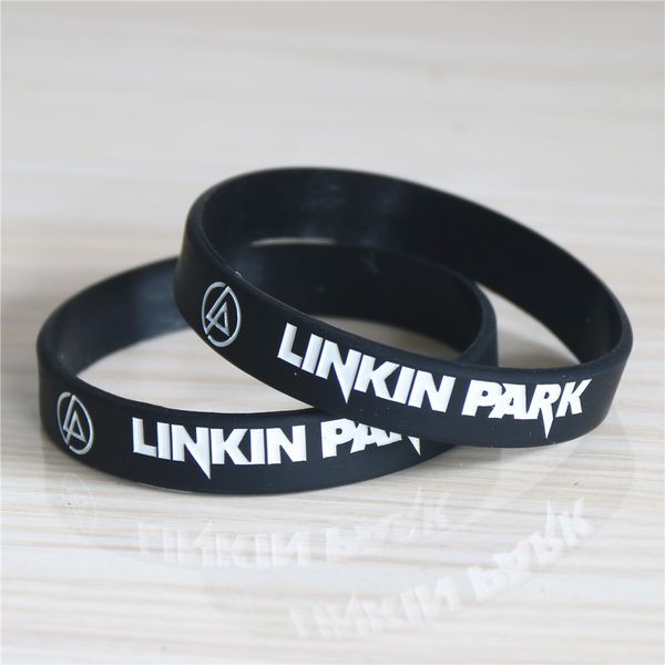 

1pc new fashion linkin park band silicone wristband black rock music band silicone bracelets & bangles women men gift sh072bk, Golden;silver