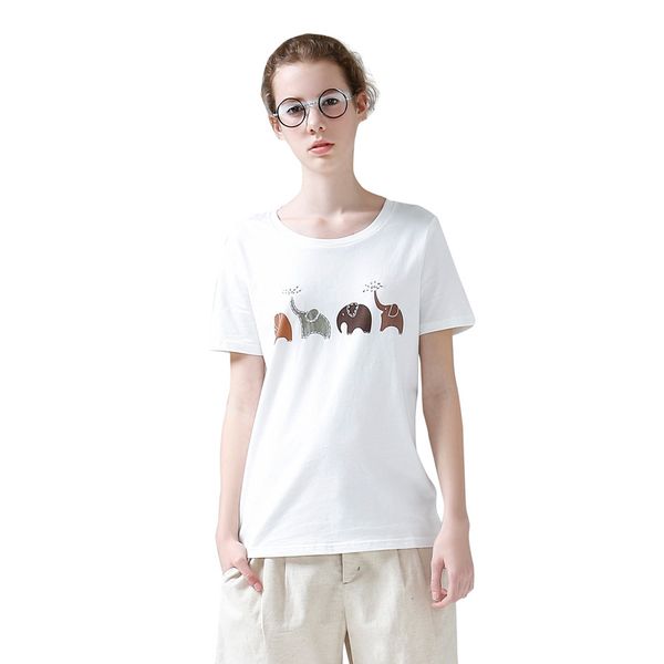 

womens designer clothes designer shirt funny elephant print women summer animal short sleeve tshirts harajuku tees for women casual, White