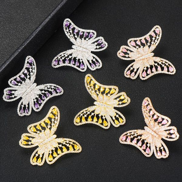 

godki 2020 butterfly charms dubai bridal earrings for women weeding luxury bagutte cut cubic zircon statement earrings for women, Silver