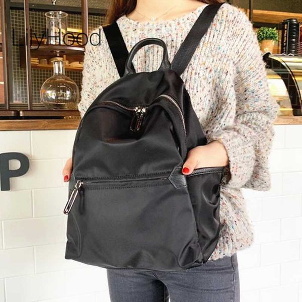 

summer nylon backpack teeanger farbic casual school book simple design knapsack bag female male daily black daypack bag
