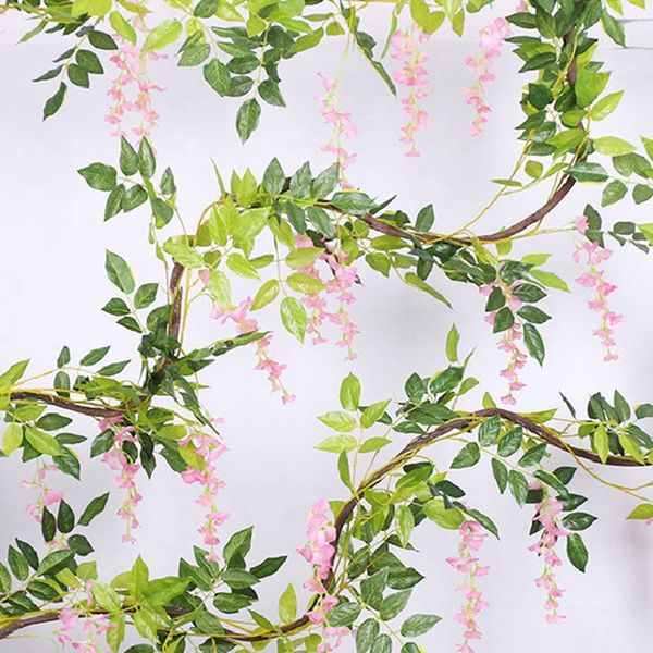 

2m simulate wisteria flower rattan for home garden outdoor wedding party arch decoration
