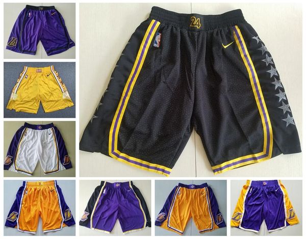 

new los angeles lakers shorts 23 james davis vintage bryant city edition stitched breathable pants sweatpants classic shorts, Black