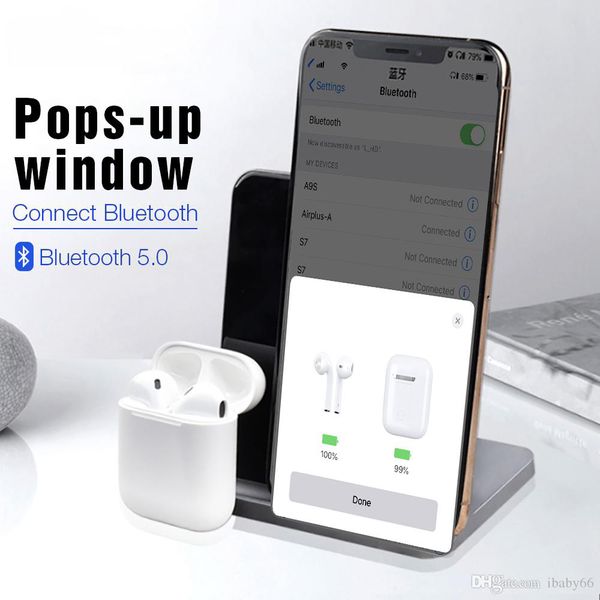 

2019 Newest i20 TWS Pop-up Touch Control 1to1 Wireless Bluetooth 5.0 Earpohones Air Super Bass Headset PK W1 i10 i11 i12 Pods TWS